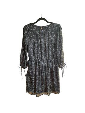 Zara Trafaluc Size M Black Star Print Ruffle Chiffon Long Sleeve Dress
